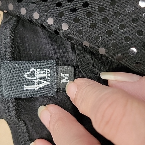 LOVE Tease Size M Black Sequin Racerback Drape Neck Sleeveless Top - Picture 10 of 10